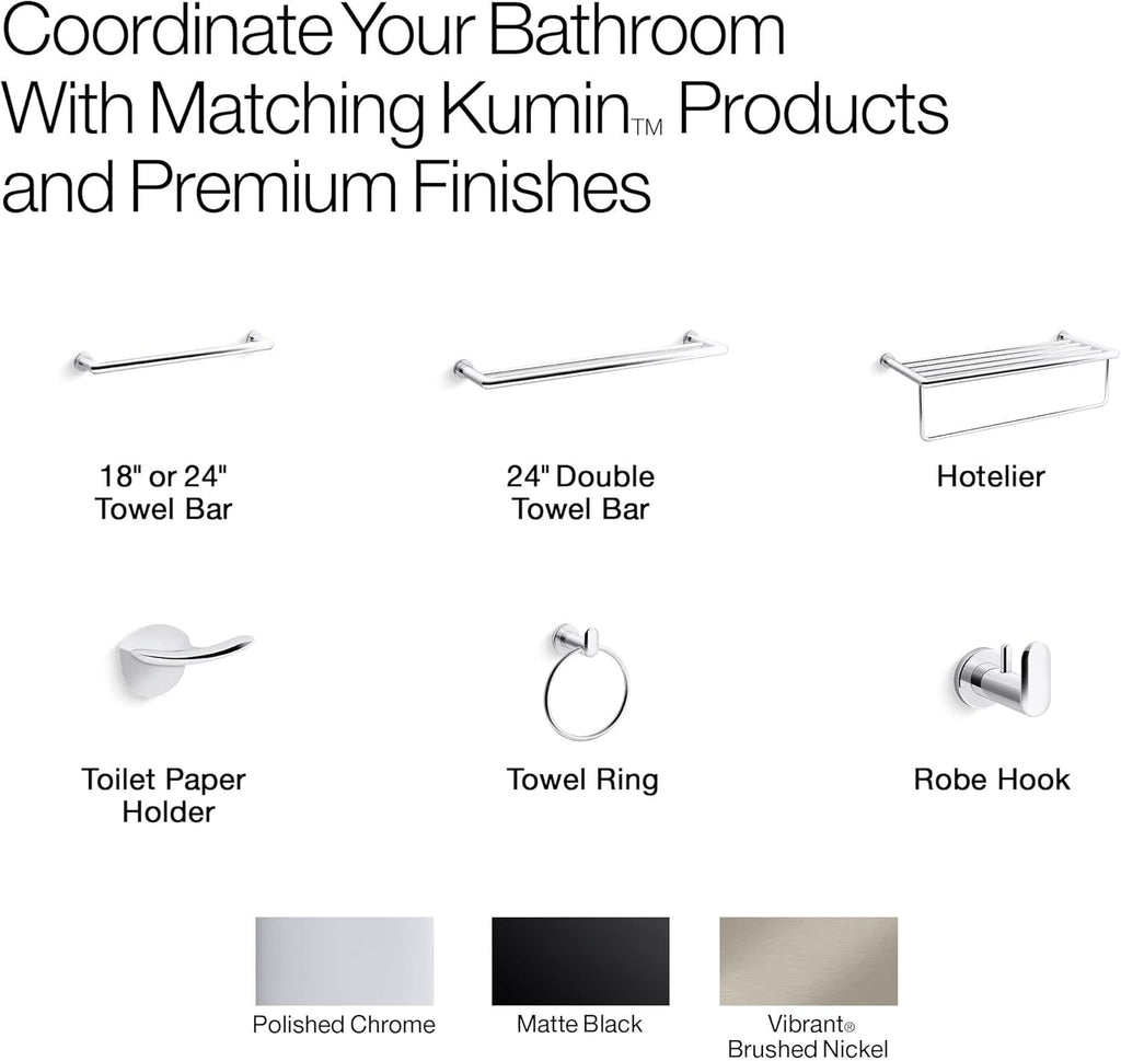 Kohler 97882-BL Kumin™ 24' Towel bar, Matte Black
