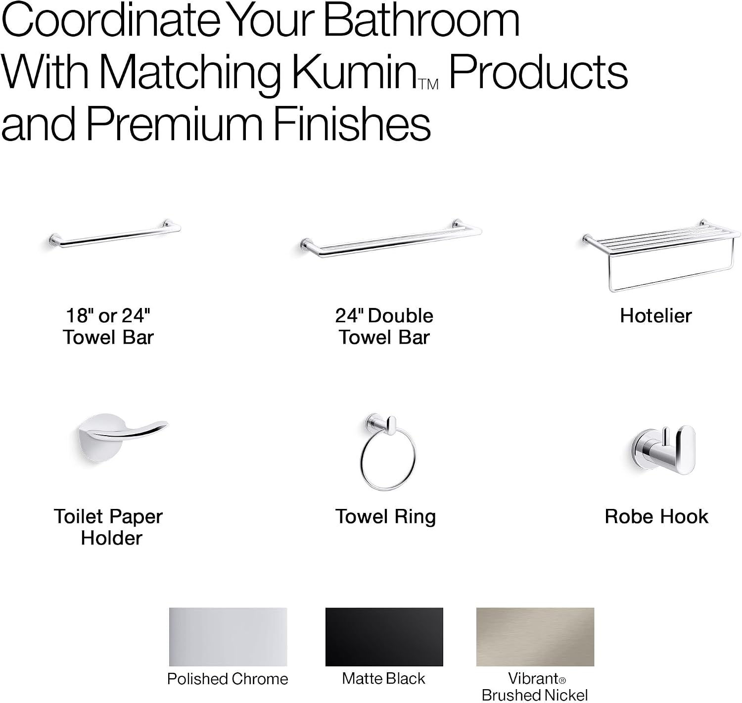 KOHLER Towel Rack by, Bathroom Towel Shelf Hotelier, Kumin Collection, Polished Chrome, K-24552-CP