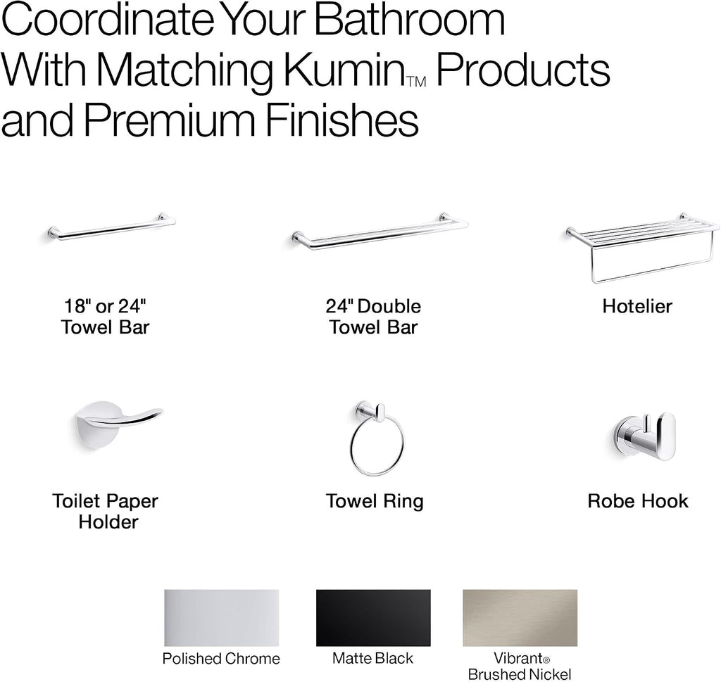 KOHLER Towel Rack by, Bathroom Towel Shelf Hotelier, Kumin Collection, Matte Black, K-24552-BL