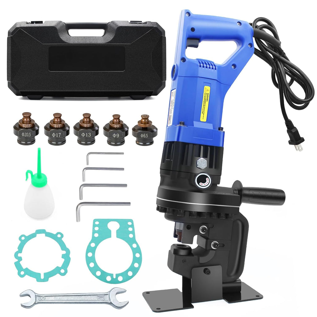 Electric Hydraulic Hole Punch for Metal,1200W Hydraulic Hole Puncher,Angle Steel Hole Punching Machine with Die Φ1/4' 3/8' 1/2' 11/16' 13/16',Hole Punch Tool for Metal Aluminum Copper Iron Steel Plate
