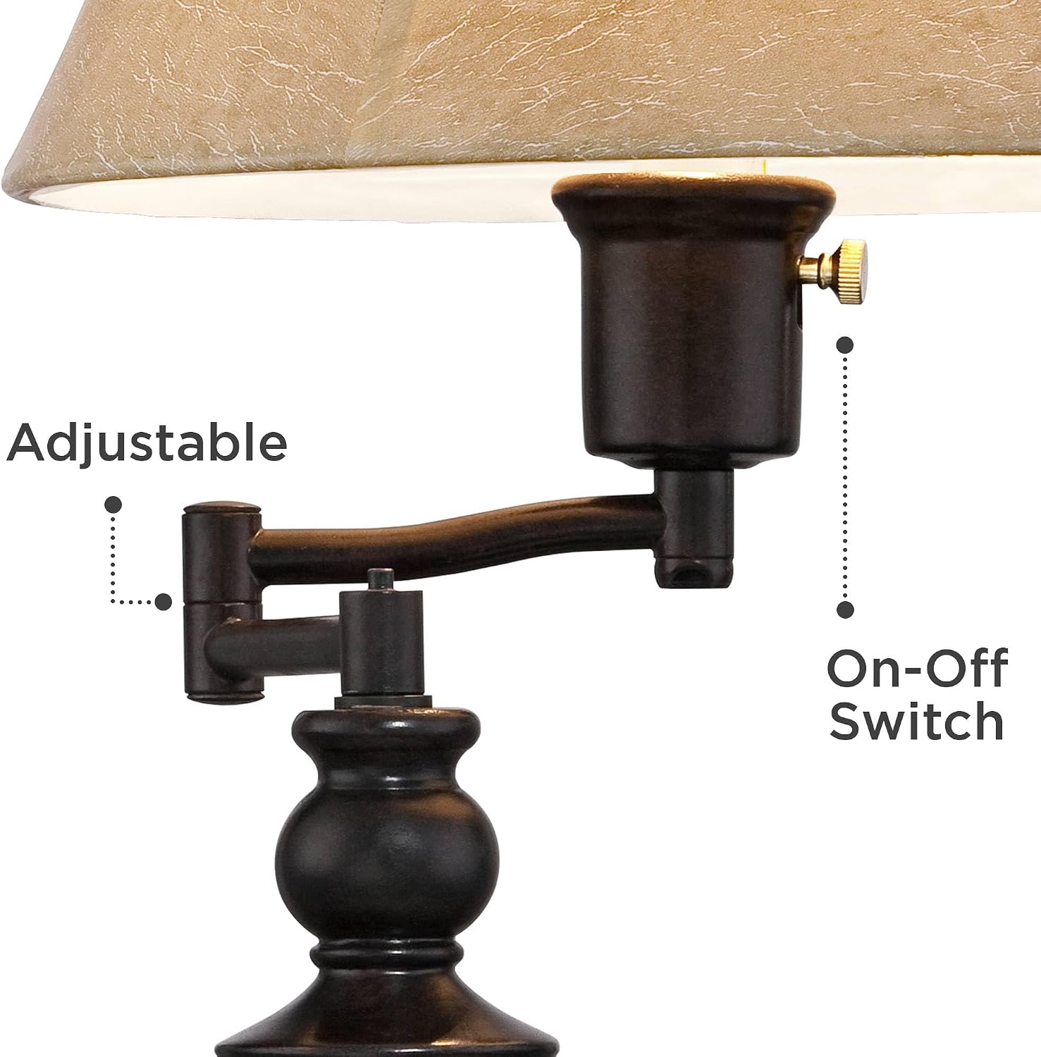 Regency Hill Corey 21 3/4' High Small Farmhouse Rustic Traditional Desk Lamps Set of 2 USB Port with Socket Swing Arm Brown Bronze Finish Metal Shade Home Office Living Room Charging Bedroom Bedside