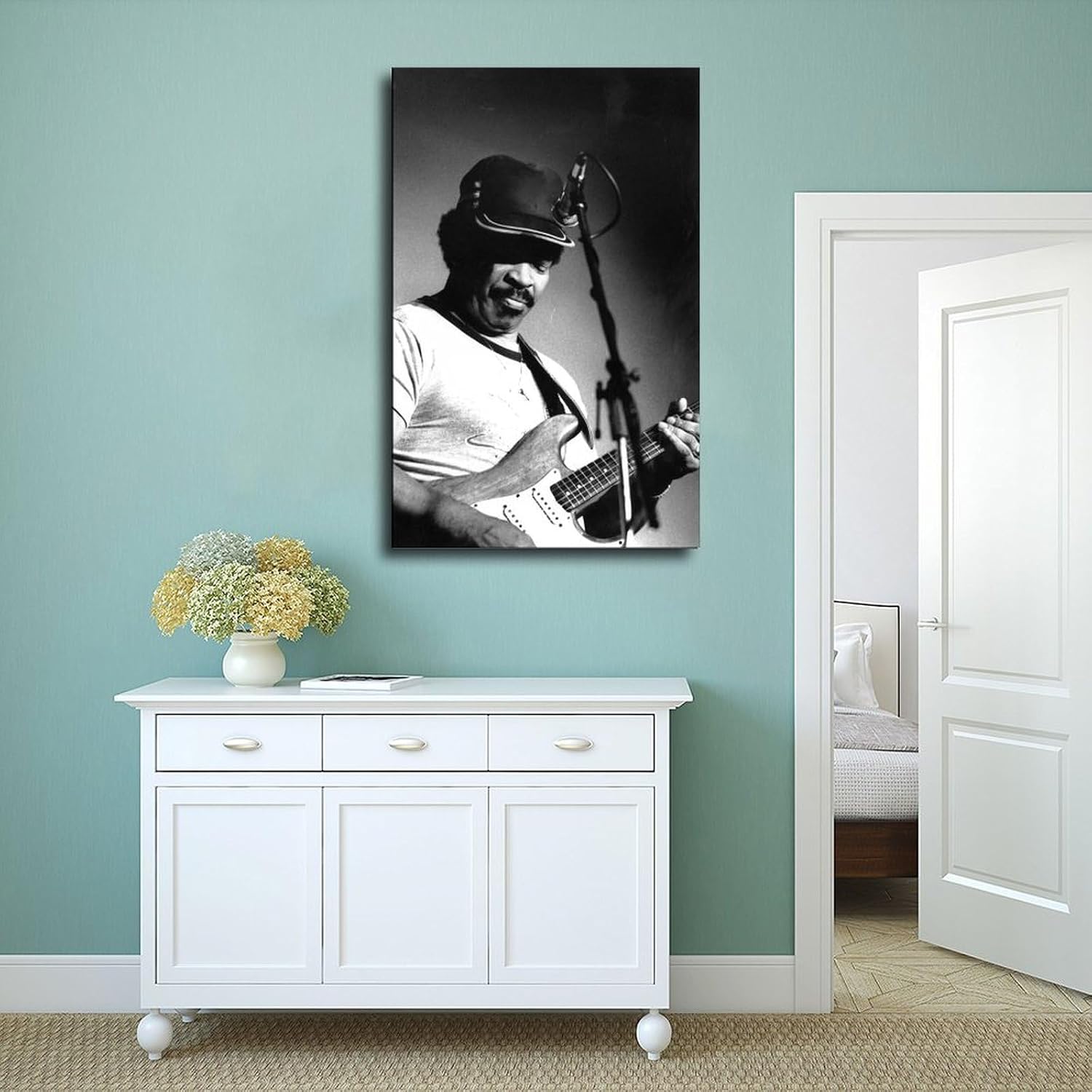 TONITOTA Blues Guitar Matt-Murphy Rock Scene Canvas Wall Art | Retro Historical Black And White Photos | Home | School | Office Decor Poster | Frame 24x36inch