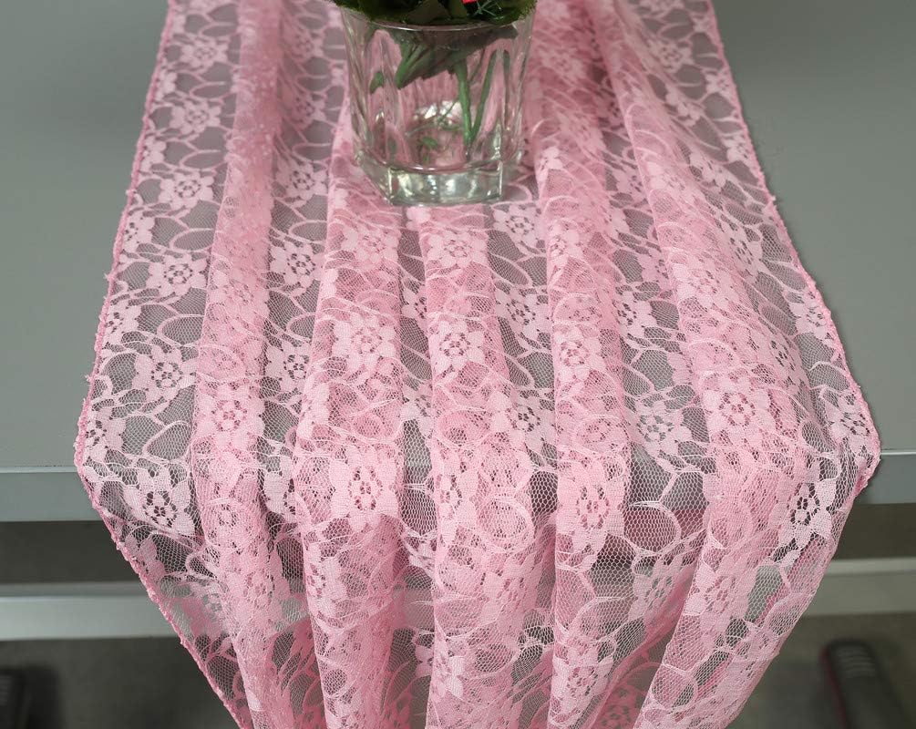 VDS Table Runner Lace Runner for Wedding Reception Party Table Decoration 27 x120 Inch (Pack of 15 Blush Pink)
