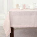 Solino Home Pink Linen Tablecloth 60 x 156 Inch - 100% Pure Linen Hemstitch Table Cloth for Rectangle Tables - Classic Hemstitch, Machine Washable Tablecloth for Summer