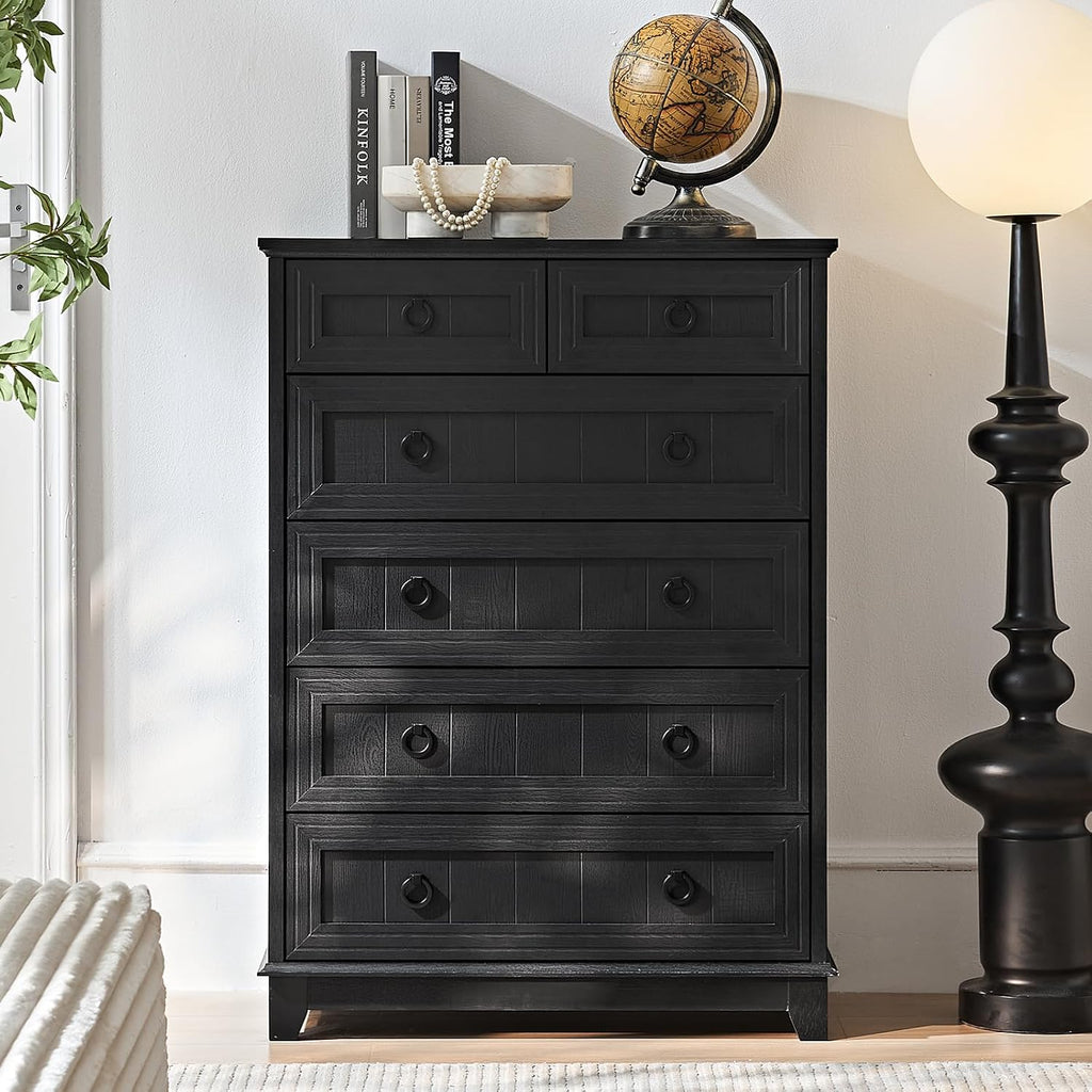 Joaxswe Farmhouse 6 Drawer Dresser for Bedroom Set of 2, 41' Tall Small Dressers & Chest of Drawers, Rustic Wood Dresser with Metal Handle, Storage Organizer Closet for Living Room, Hallway, Entryway