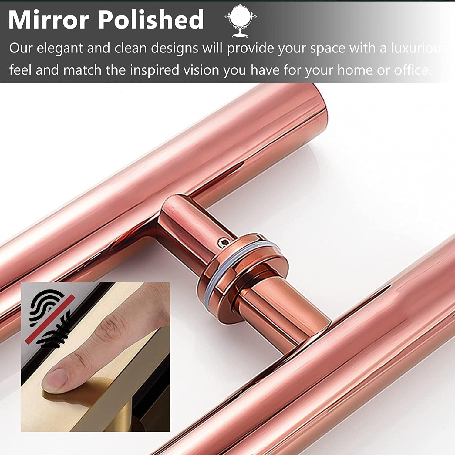 Door Pull Handle Round H Type,Indoor Outdoor Barn Door Handles Brushed Nickel Sliding Door with Screws, Rose Gold-Length 100cm(39.5inch)