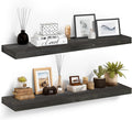 48x6.8x2in Floating Shelf – Natural Black Solid Wood Rustic Mounted Shelf – Heavy Duty Decorative Storage for Living Room, Kitchen, Bathroom, Bedroom