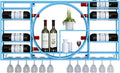 Blue Wall Mounted Wine Rack with Hanging Glass Storage and Mini Liquor Shelf Corner Coffee Bar Cabinet for Wine Bottles and Glasses 110 * 11 * 62cm