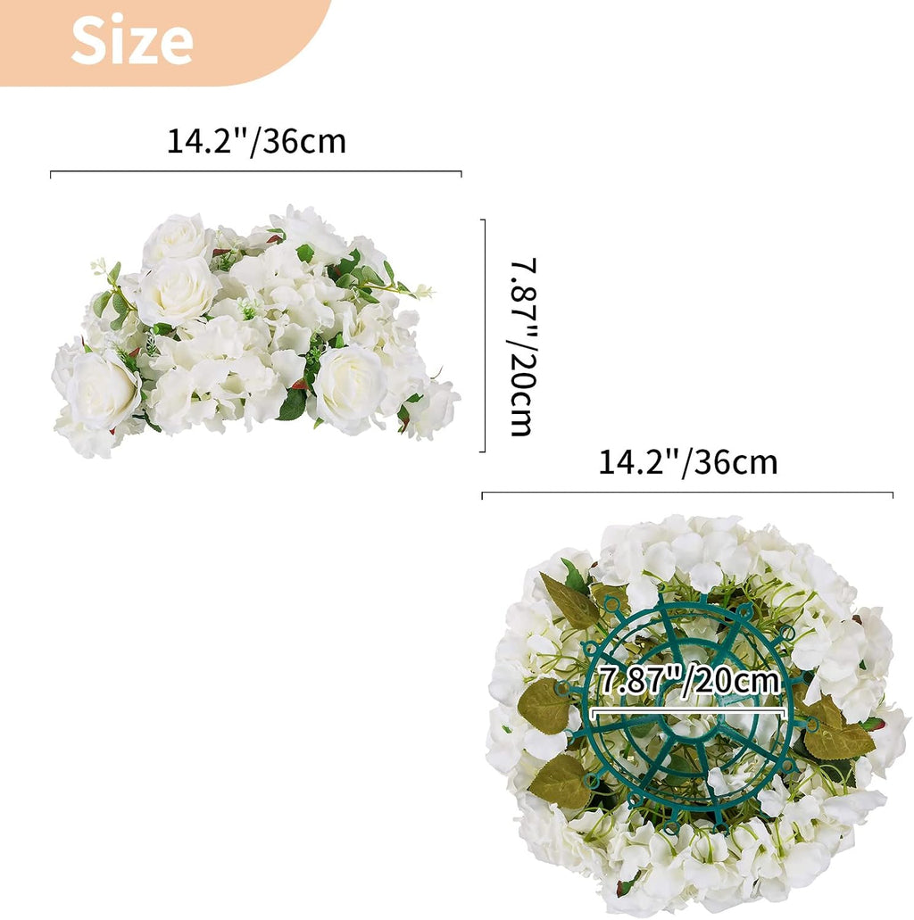 NUPTIO Flower Balls for Wedding Centerpieces - 10 Pcs 14.2 inch Diameter Fake Flower Ball Arrangement Bouquet Party Centerpieces for Tables - White Rose Bouquet Centerpiece Flowers for Wedding Table