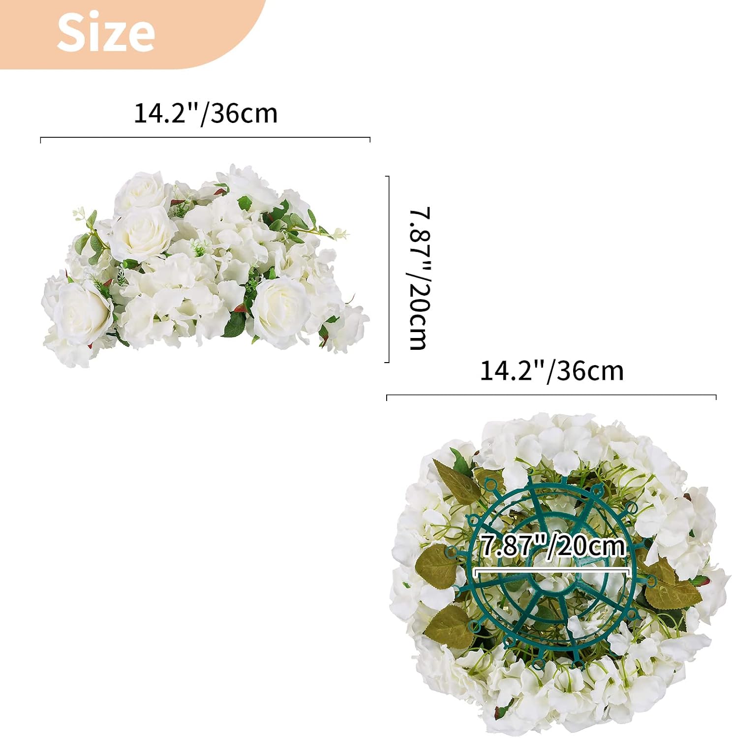 NUPTIO Flower Balls for Wedding Centerpieces - 10 Pcs 14.2 inch Diameter Fake Flower Ball Arrangement Bouquet Party Centerpieces for Tables - White Rose Bouquet Centerpiece Flowers for Wedding Table