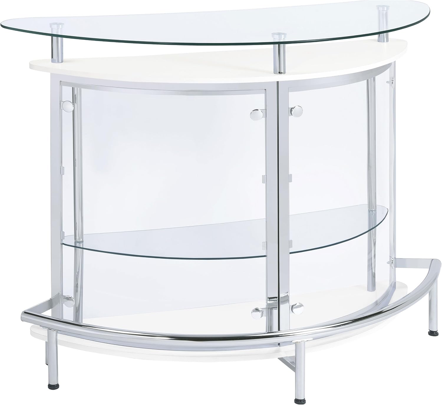 Coaster Home Furnishings Amarillo Glass Top Freestanding Home Bar Cabinet, Modern Liquor Cabinet with 2 Shelves and Wine Glass Rack, White