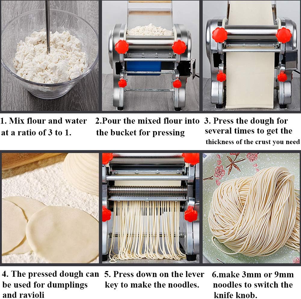 Commercial Electric Pasta Maker 3 IN1 Dough Spaghetti Roller Pressing Machine 3 mm / 9 mm Noodle Cutter for Restaurant Use