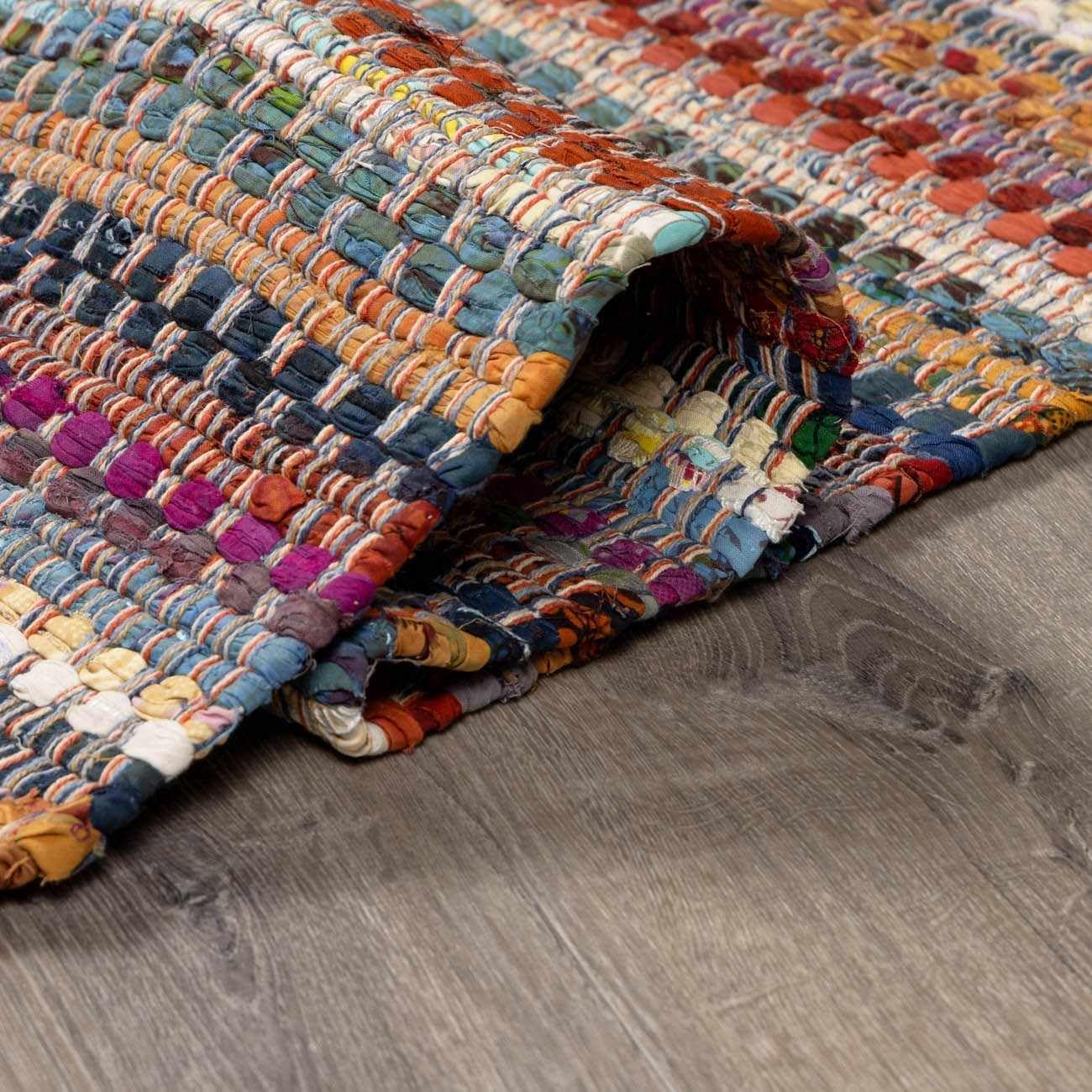 BoutiqueRugs Indigo Striped Transitional Cotton 5x7 Area Rug Hand Woven Tan Rust Olive Mustard Charcoal Ivory Bohemian Brenda Living Room Bedroom Dining Room Home Office Apartment Stain Resistant