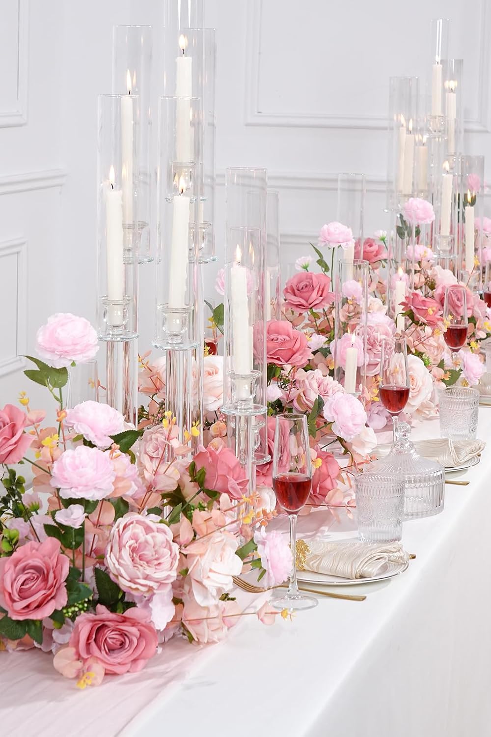 2pcs 17inch Pink Free Standing Flowers Ball Bouquet Artificial Rose Arrangements Balls for Wedding Centerpieces Tables Chair Aisle Runner Flowers Decorations