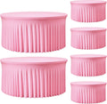 6 Pack Pink 72 inch Round Spandex Tablecloth,Wrinkle-Free Stretchy Fitted 6FT Round Tables,Elastic Edge with Skirt,Washable Tablecloths for Wedding Banquet Party Birthday Buffet
