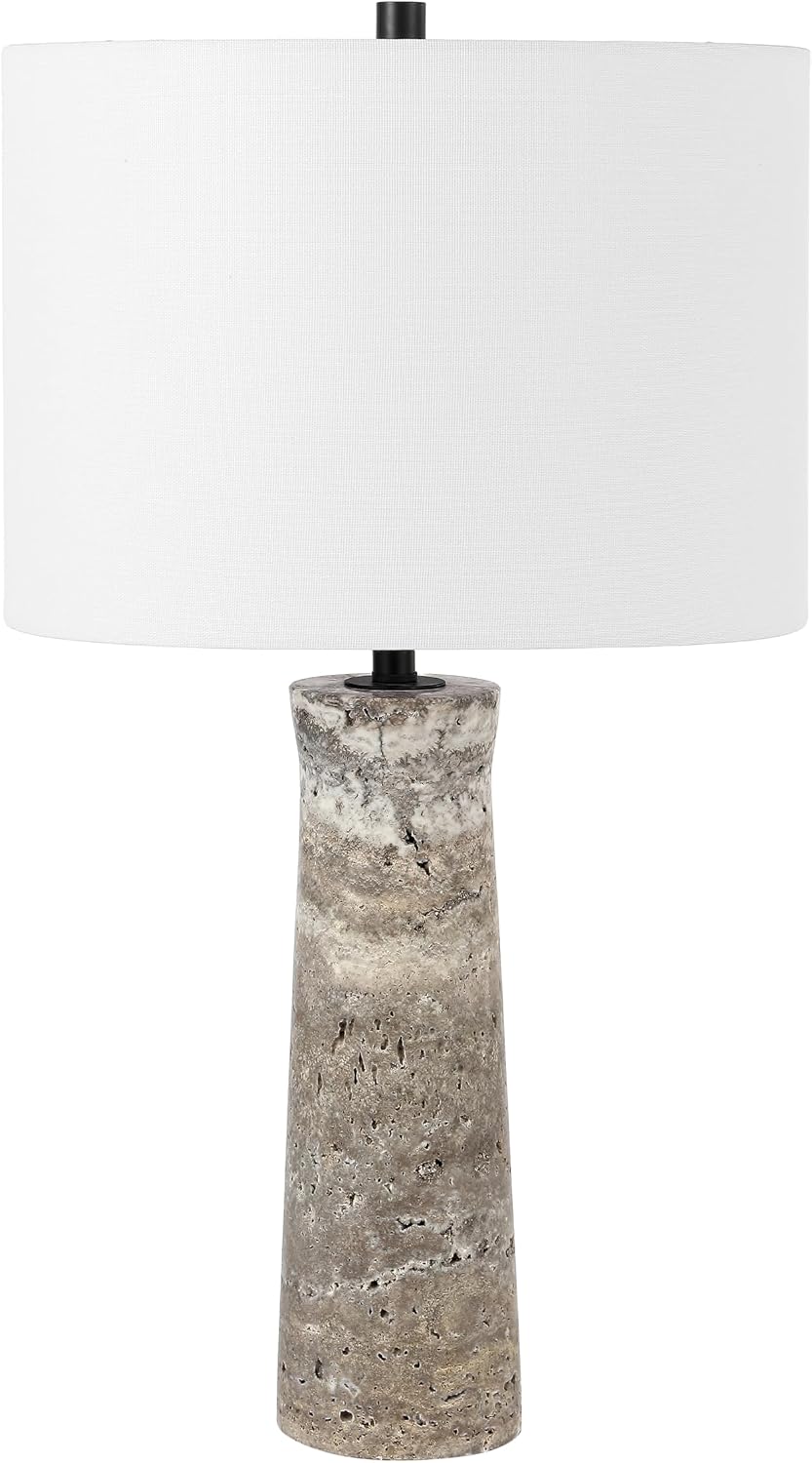 SAFAVIEH Lighting Collection Alana Grey Travertine 25-inch Table Lamp for Bedroom, Living Room, Home Office, Desk, Nightstand (LED Bulb Included)