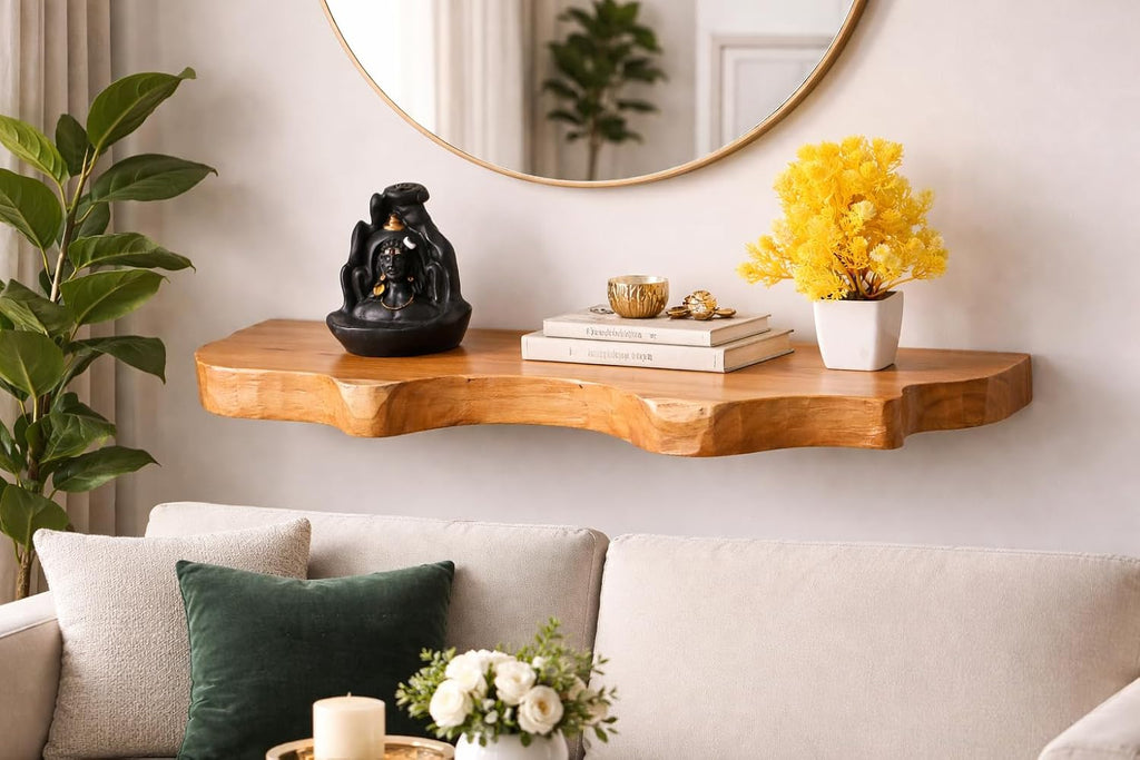 Rustic Live Edge Wall Mounted Floating Shelves, Natural Wood, Kitchen Bathroom Storage Display (10' W X 6' D X 1.5' (Inches))