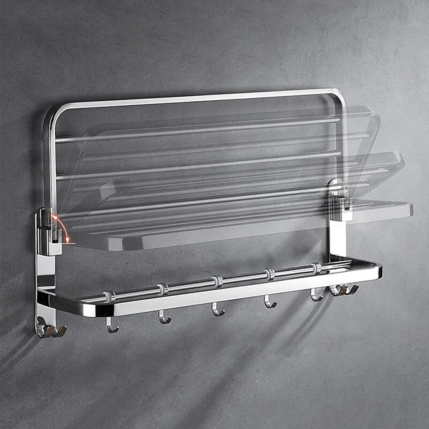 Bathroom Shelf Wall Floating Bathroom Silver Bathroom Shelves Wall Mounted Bathroom Lavatory Towel Rack Towel Shelf with Two Towel Bars Foldable Towel Rack Floating Shelves Corner Shower Caddy
