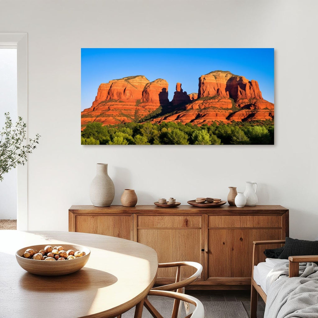 Canvas Wall Art Prints Cathedral Rock Sedona Arizona sunset Large Framed Artwork Wall Paintings Pictures Posters 30'x60' Home Decor for Living Room Office Bedroom
