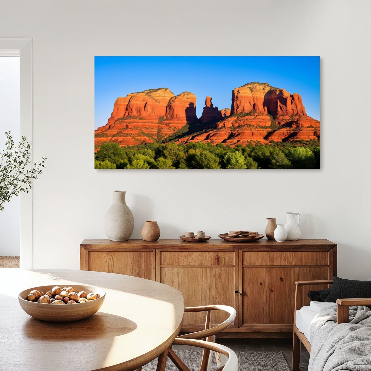 Canvas Wall Art Prints Cathedral Rock Sedona Arizona sunset Large Framed Artwork Wall Paintings Pictures Posters 30'x60' Home Decor for Living Room Office Bedroom