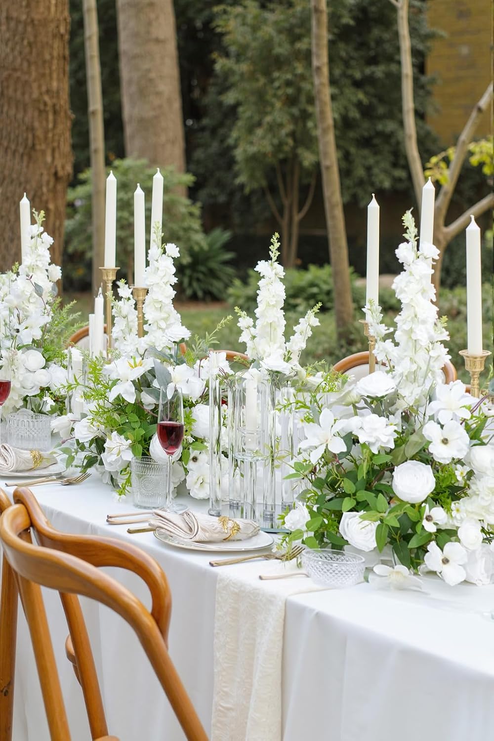 2pcs 19inch White Free Standing Flowers Ball Bouquet Artificial Rose Arrangements Balls for Wedding Centerpieces Tables Chair Aisle Runner Flowers Decor