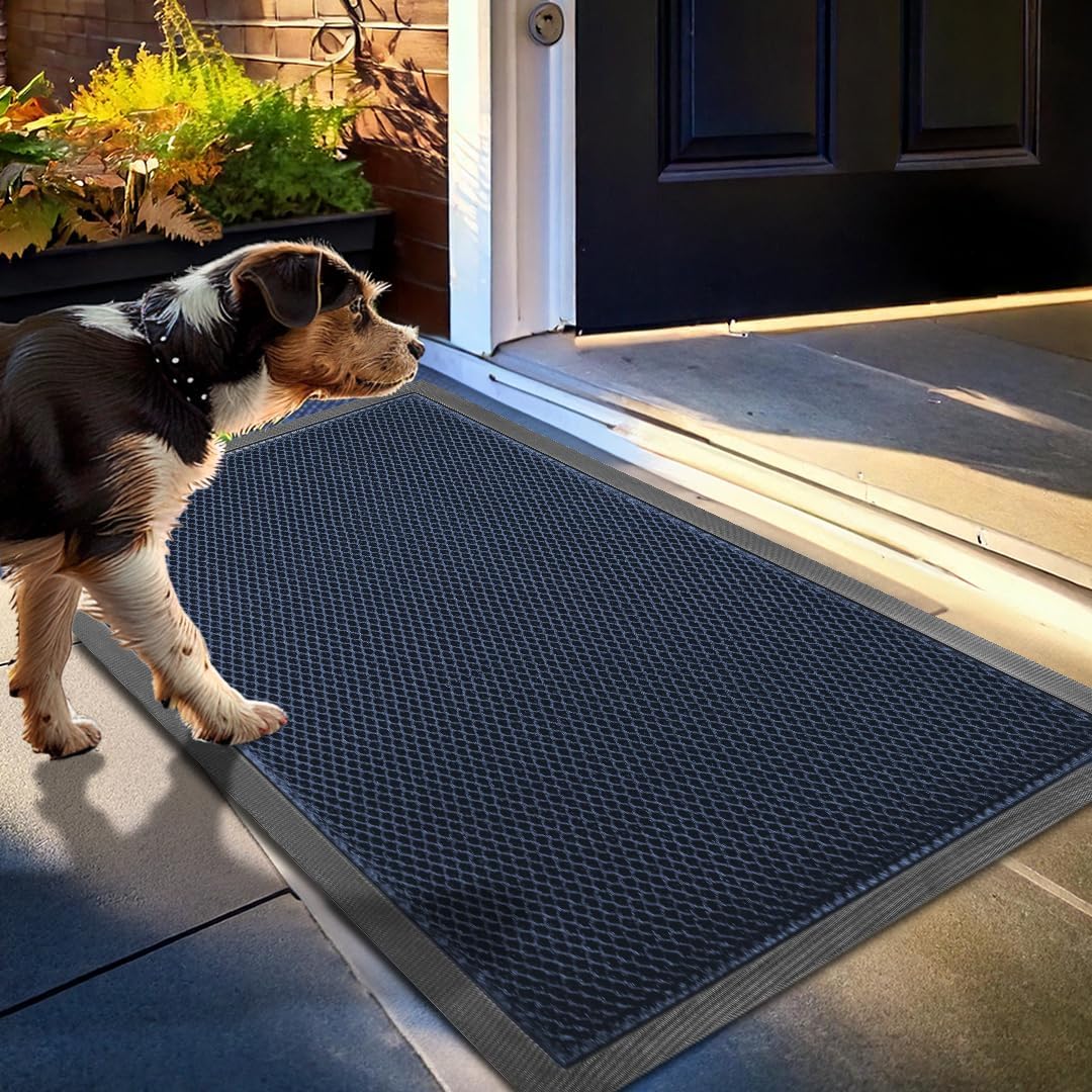 Muddy Mat® Meshy Mat™ Door Mat Heavy-Duty Quick-Dry Floor Mat, Sand & Dirt Trapper for Indoor & Outdoor, Ideal for Entrance, Mudrooms,Patios & Garages,Low-Profile,Non-Slip,Washable– Blue 36'x60'x0.4'