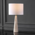 SAFAVIEH Couture Lighting Collection Gabryanna Travertine/White 26-inch Dimmable Table Lamp for Bedroom Living Room Home Office Desk Nightstand (LED Bulb Included)