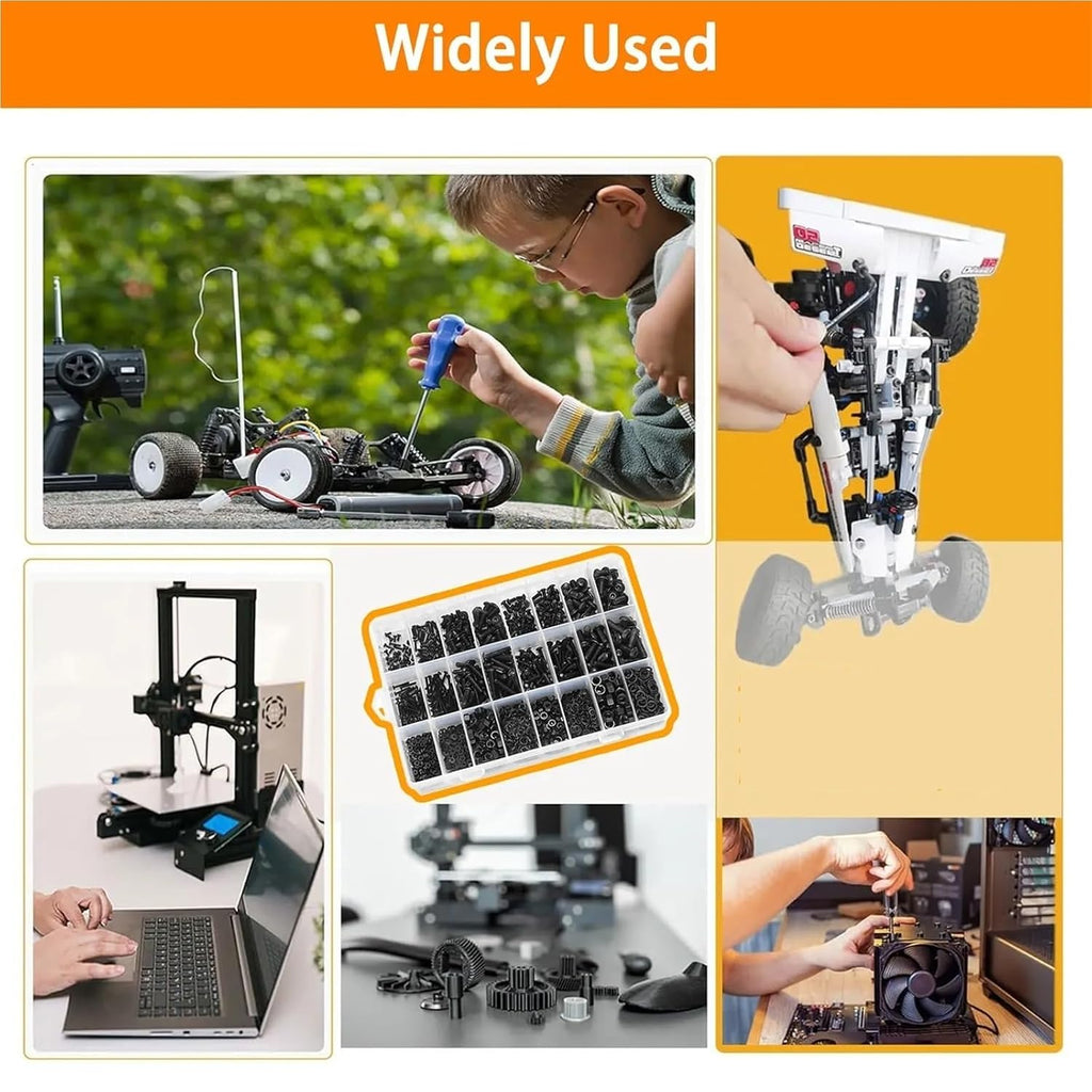 Set Screw Assortment Kit 12.9 Alloy Steel Black Hexagonal Head Metric Mechanical Screw Combination Kit for Homeowners,DIYers,Mechanics,Industrial Workers