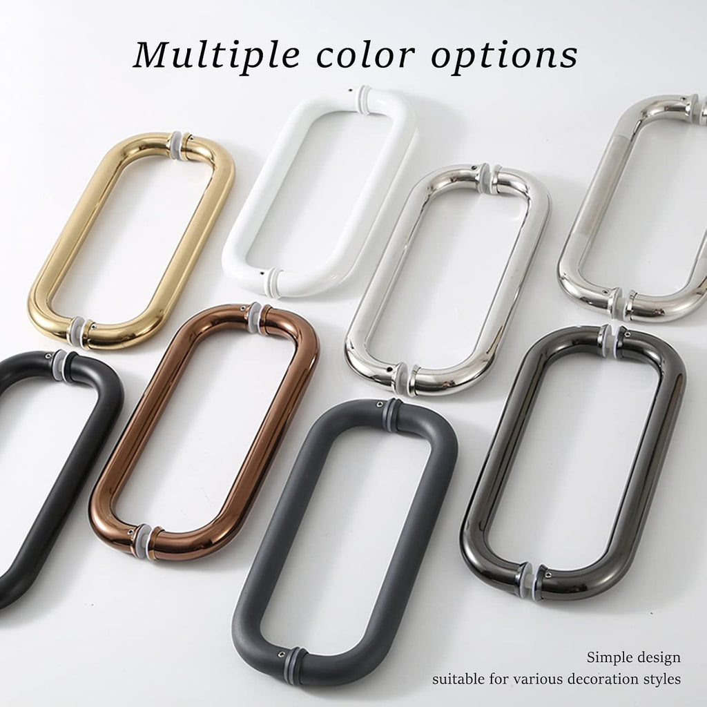 Double Side Push Bar Door Handle, Round Style Gate Pulls for Residential, Brushed Glass Pull Handle with Mounting Screws, for Shops/Barn,Rose Gold-63cm (24 3/4