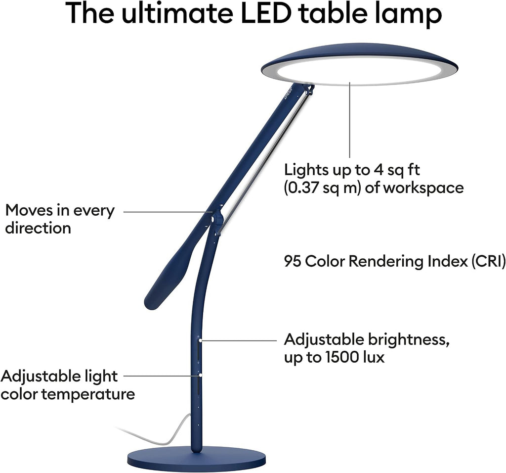 Cricut Bright Adjustable LED Desk Lamp with Swing Arm for Crafts, Bedroom, Home Office - Indigo