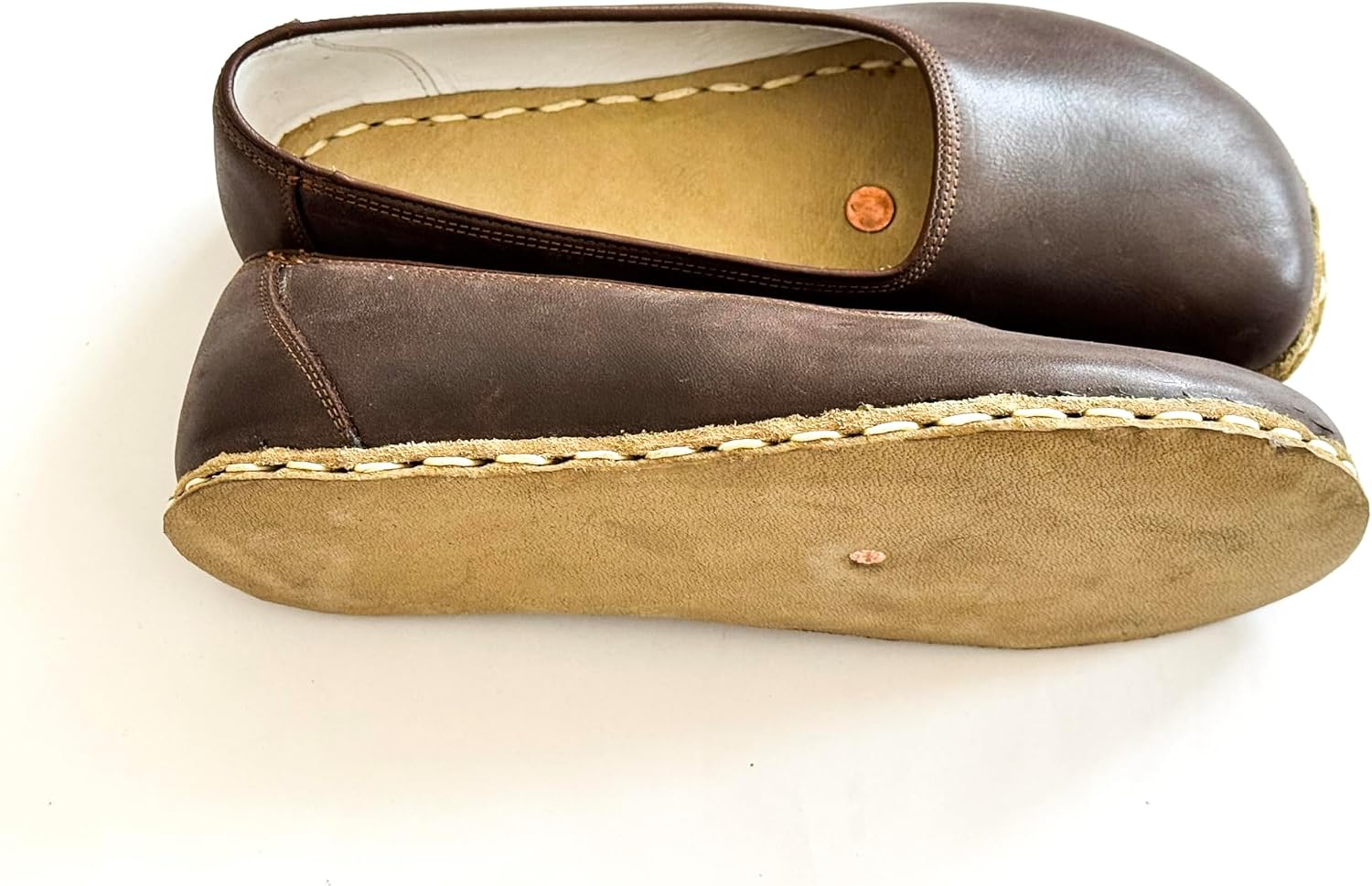 Grounding Shoes for Women, Barefoot Leather Shoes,Earthing with Copper Rivet, Wide Toe Box, Minimalistic Shoes, Gifts for Him | Bitter Brown