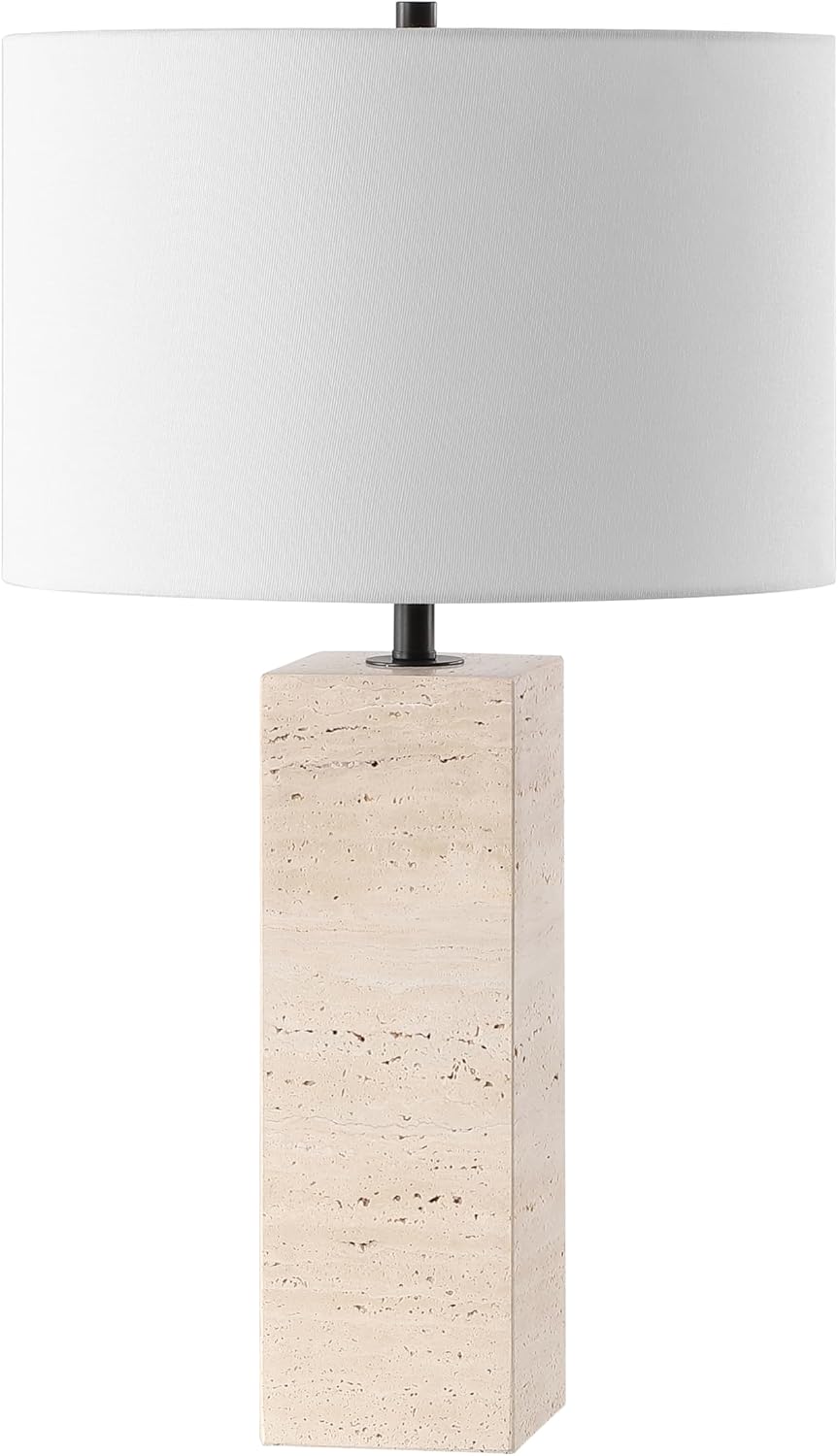 SAFAVIEH Couture Collection Katebryn Travertine/Black 26-inch Dimmable Table Lamp for Bedroom Living Room Home Office Desk Nightstand