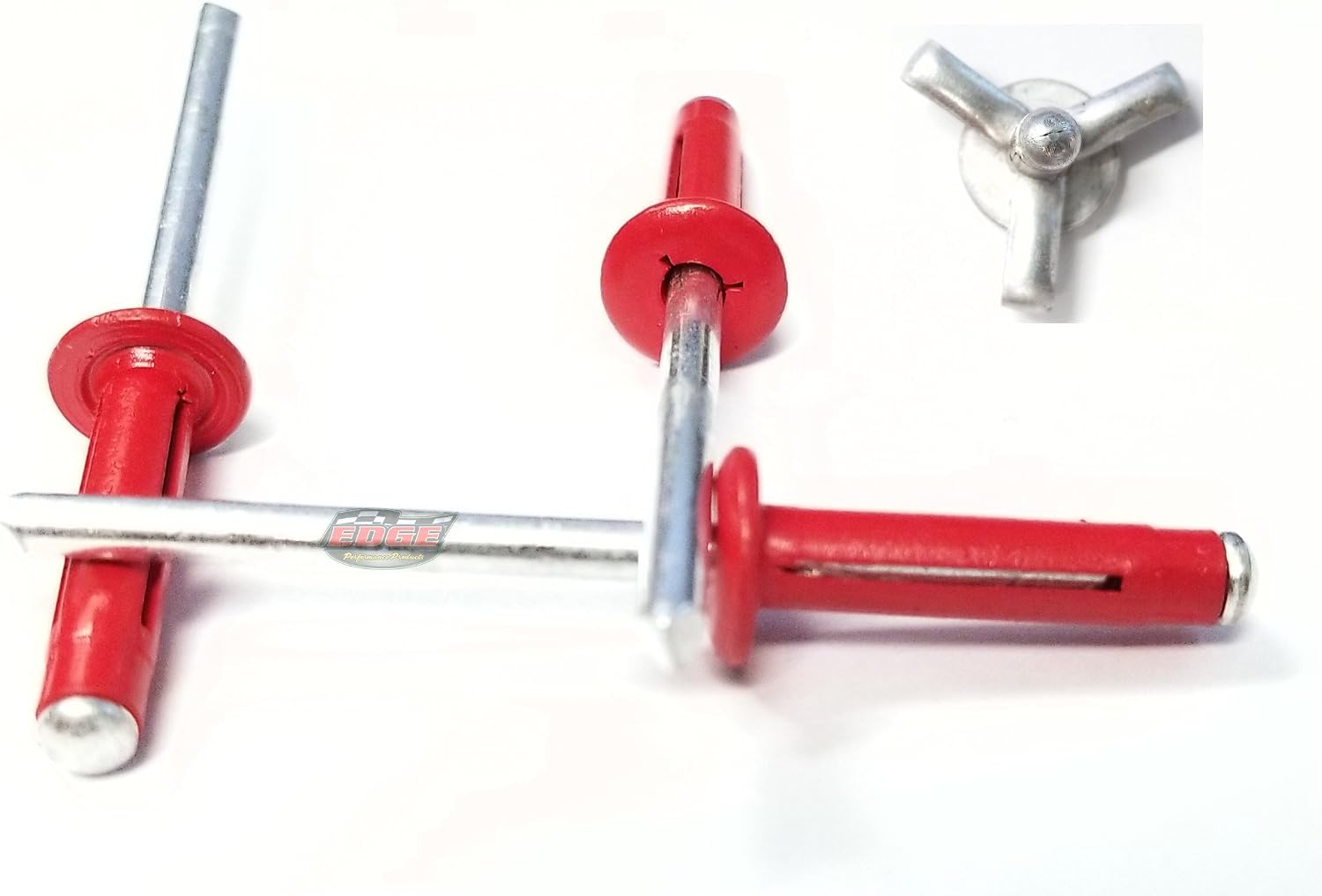 Red Exploding Pop Rivets 3/16' Tri-Fold Small Aluminum Head Steel Mandrel .040 - .354 Grip Range Fastener