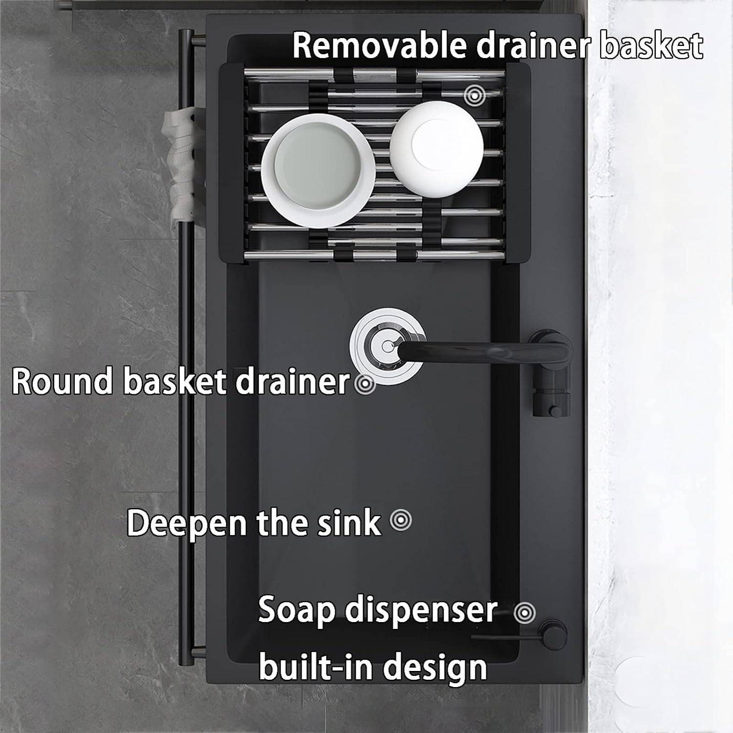Free Standing Stainless Steel Kitchen Sink, Commercial 304 Stainless Steel Single Sink Bowl Restaurant Table Utility Sink Washing Hand Basin W/Faucet for Indoor Outd,45 * 68cm/17.7 * 26.7in