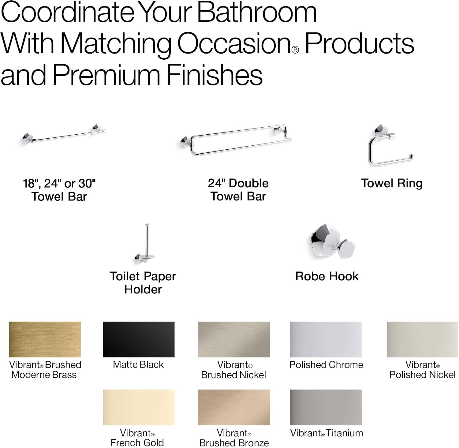 Kohler 27062-BL Occasion® 24' Double Towel bar, Matte Black