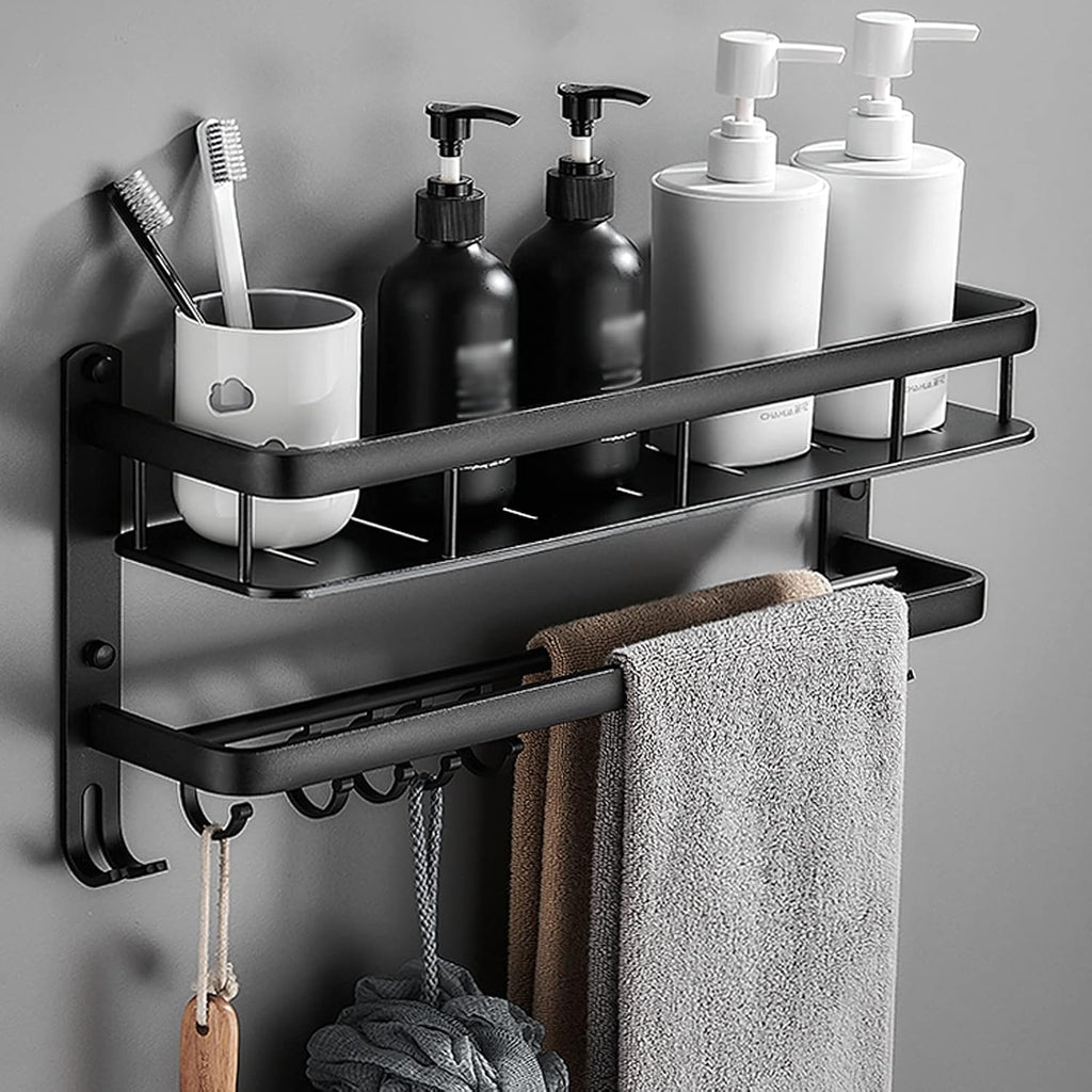 TOMYEUS Shower Caddy Bathroom Shelf Modern Floating Shelves，Wall Mounted Bathroom Wall Shelves with Towel Bar，Wall Storage Shelves Organizer for Kitchen, Bathroom Shower Organizer (Size : 40 cm Long)