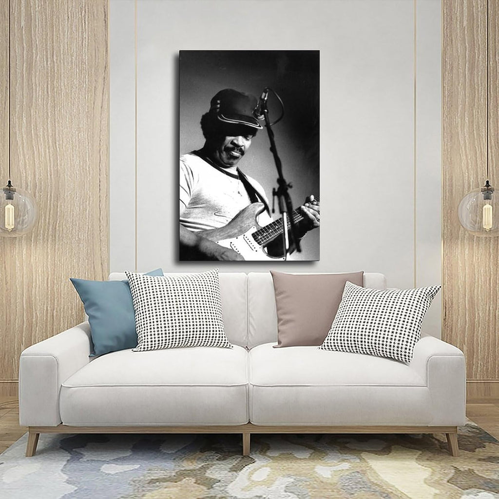 TONITOTA Blues Guitar Matt-Murphy Rock Scene Canvas Wall Art | Retro Historical Black And White Photos | Home | School | Office Decor Poster | Frame 24x36inch