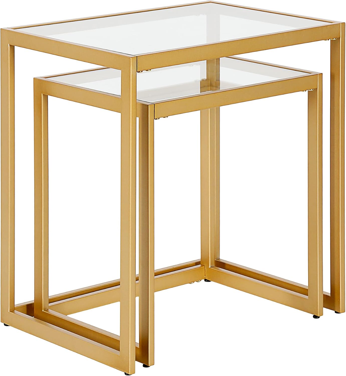 Henn&Hart Rectangular Nested Side Table in Brass, Table for Living Room, Bedroom