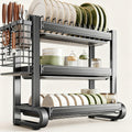 Double-Layer Multi-Functional Dish Rack for Storage and drainingStainless Steel Dish Rack,Drain Rack,Kitchen Storage Rack,Bowl Holder,Dish Cabinet,304 Household use(Triple Layer,43