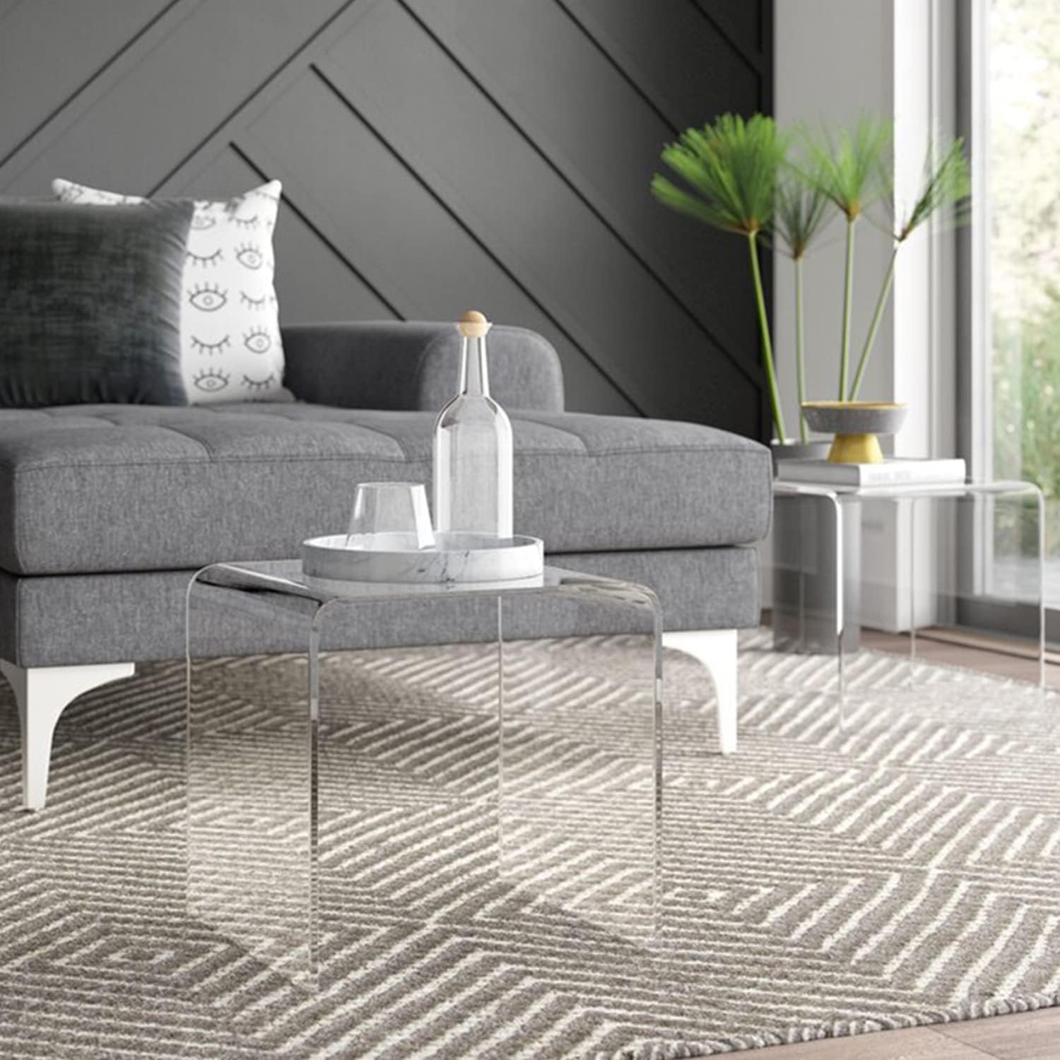 Clear Transparent Acrylic End Table with Rounded Edges,18' H Compact Small Table, Acrylic Side Table Suitable for Living Room, Night Stands for Bedrooms, Modern Occasional Tables
