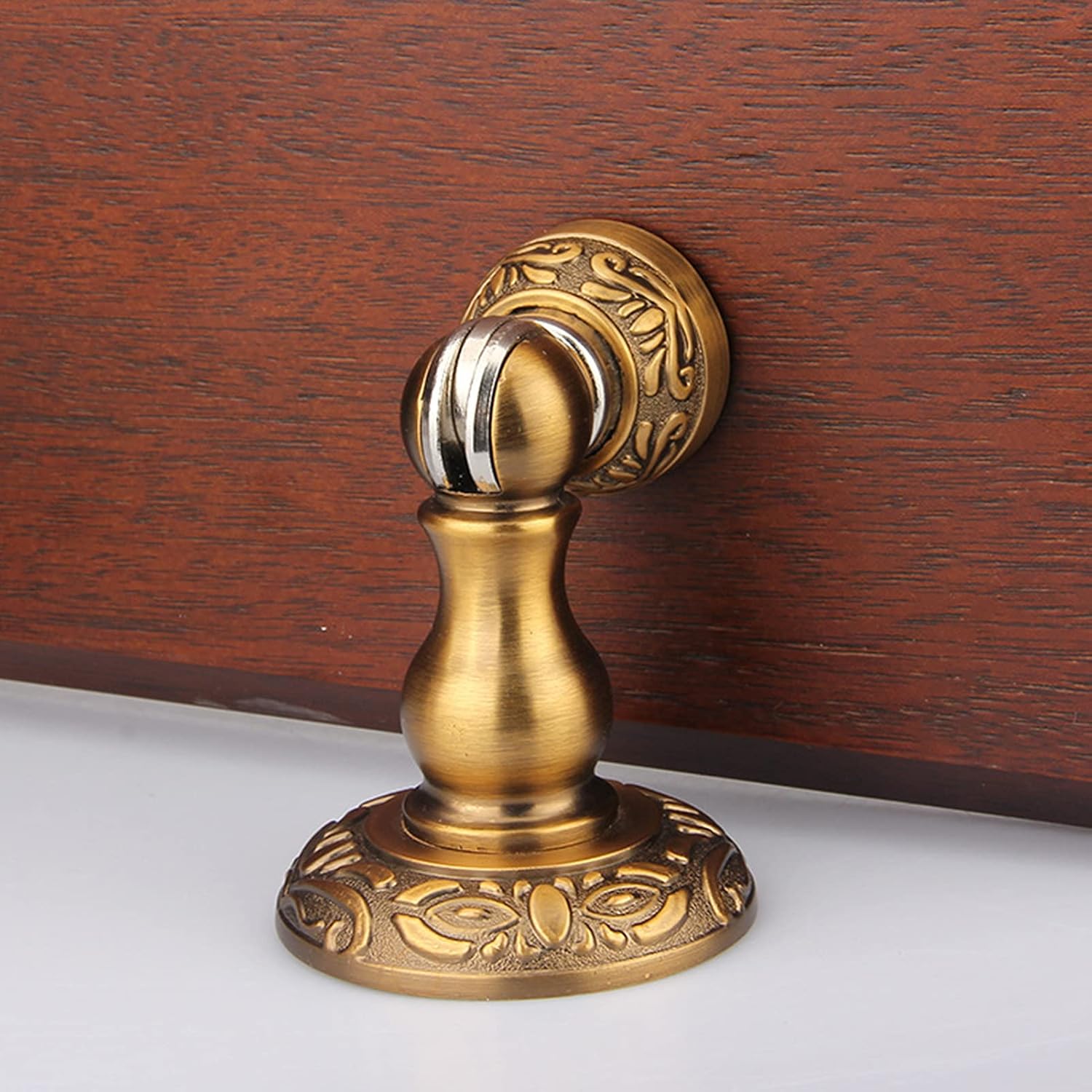 4PCS Magnetic Door Stop, Heavy Duty Magnet Door Stopper, Wall/Floor Mounted Door Holder, Door Catch Stopper with Mounting Screws,Gold(Gold)