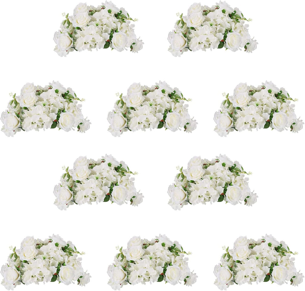 NUPTIO Flower Balls for Wedding Centerpieces - 10 Pcs 14.2 inch Diameter Fake Flower Ball Arrangement Bouquet Party Centerpieces for Tables - White Rose Bouquet Centerpiece Flowers for Wedding Table