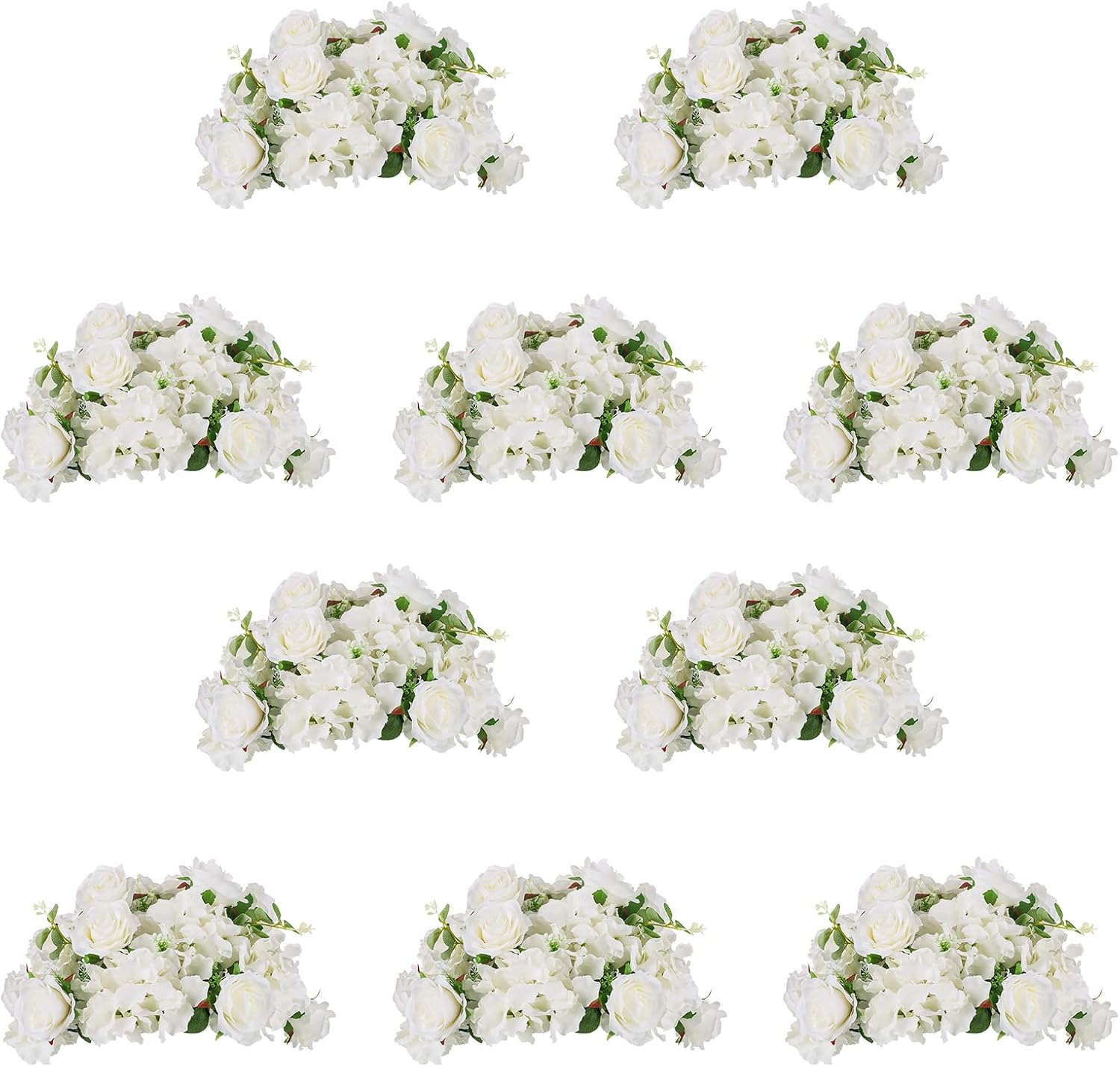 NUPTIO Flower Balls for Wedding Centerpieces - 10 Pcs 14.2 inch Diameter Fake Flower Ball Arrangement Bouquet Party Centerpieces for Tables - White Rose Bouquet Centerpiece Flowers for Wedding Table