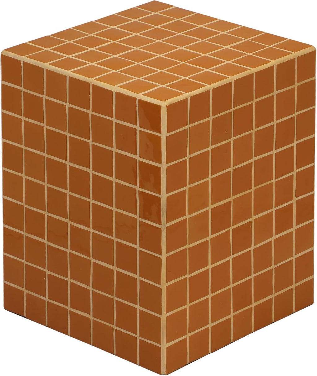 JONATHAN Y END2000C Callista 18' Modern Bohemian Ceramic Tiled Rectangle End Table, Side Table, Accent Table for Living Room, Bedroom, Dark Orange/Light Orange