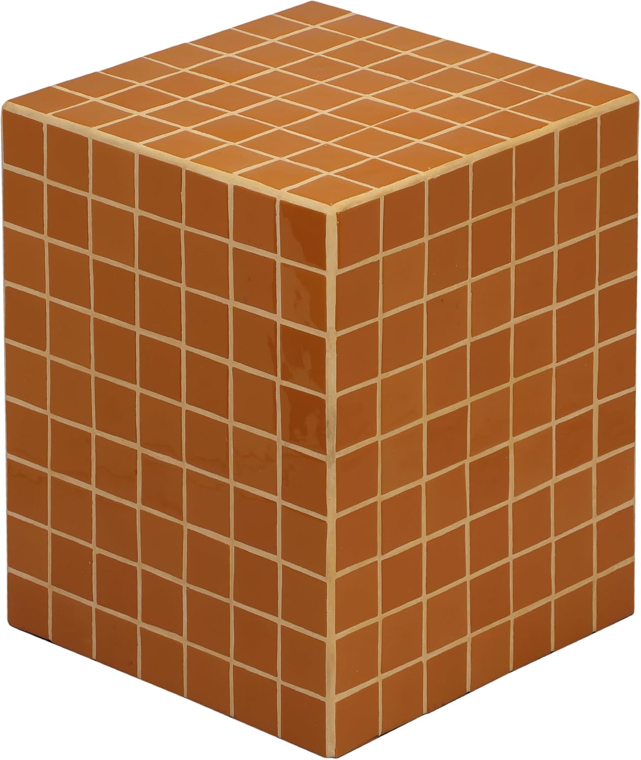 JONATHAN Y END2000C Callista 18' Modern Bohemian Ceramic Tiled Rectangle End Table, Side Table, Accent Table for Living Room, Bedroom, Dark Orange/Light Orange