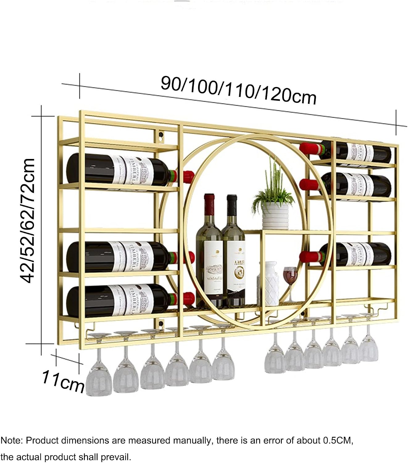 White Wall Mounted Wine Rack with Glass Storage Modern Liquor Shelf for Bottles Corner Coffee Bar Cabinet 90cm Length × 11cm Width × 42cm Height