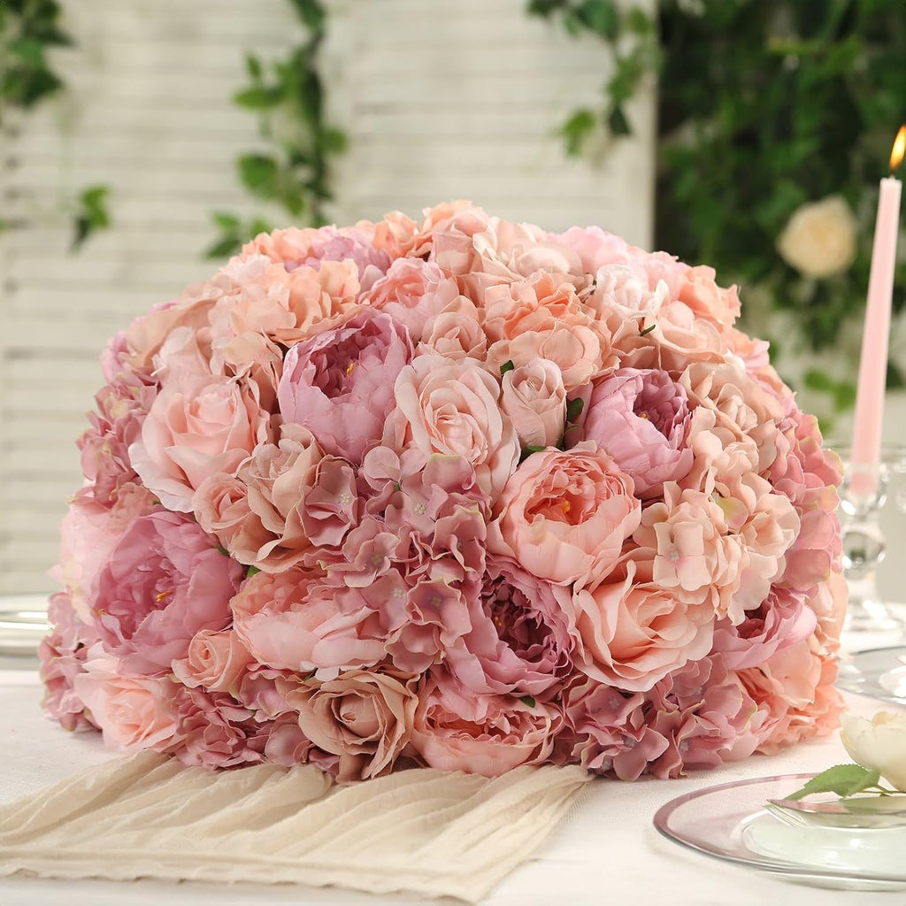 Efavormart 20 inch Blush Pre-Arranged Artificial Rose Flower Ball, Large High-Density Silk Rose Centerpiece Arrangement for Grand Wedding Staging and Floor Vases