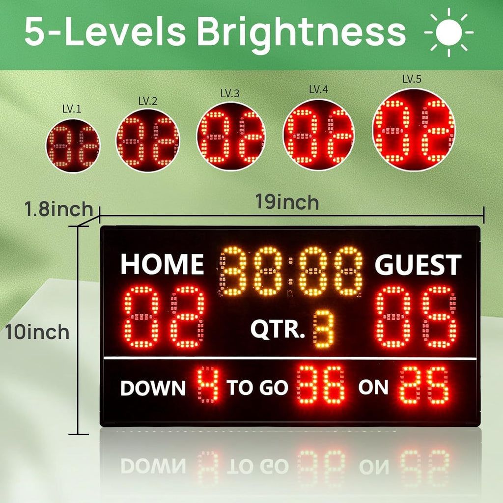 YZ LED Portable Football Scoreboard, Rechargeable Wireless Digital Scoreboard with Remote, Electronic Scoreboard Football Score Keeper for Outdoor/Football Training/American Football Games/Rugby Ball