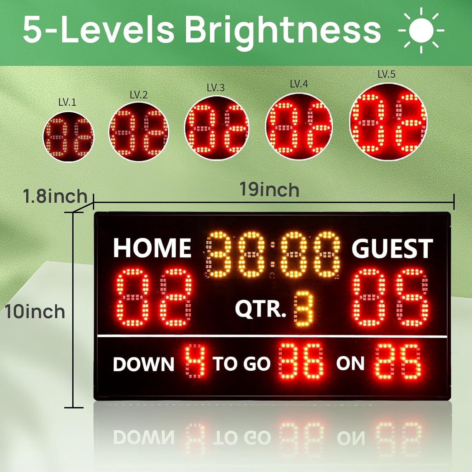 YZ LED Portable Football Scoreboard, Rechargeable Wireless Digital Scoreboard with Remote, Electronic Scoreboard Football Score Keeper for Outdoor/Football Training/American Football Games/Rugby Ball