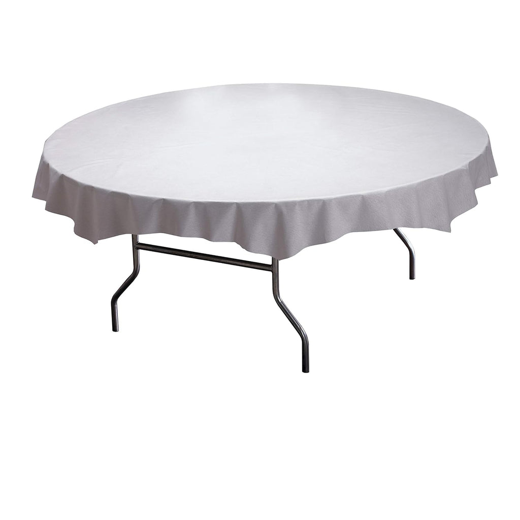 Hoffmaster 210451 Plastic Octy-Round Linen-Like Tablecover, 82' Diameter, White (Case of 24)